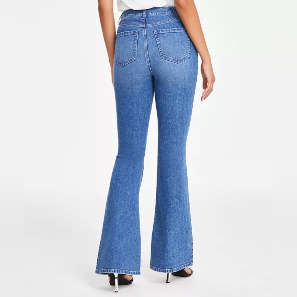 I.N.C. International Concepts Belted Flared-Leg Jeans Blue Size 6/28 - Picture 7 of 13